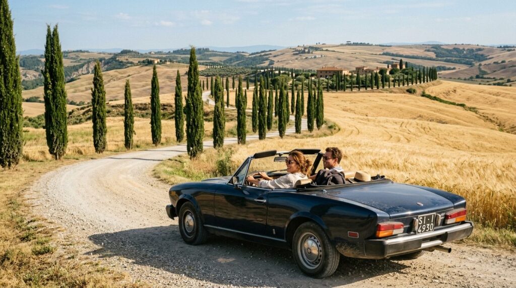Authentic documentary-style photograph of Tuscan countryside