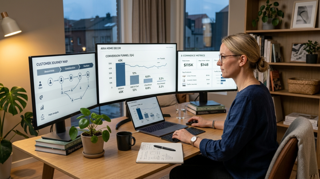 Photorealistic image of a digital marketing strategist analy