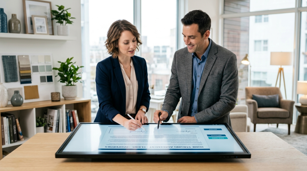 Fotorealistic image of two professionals collaborating over