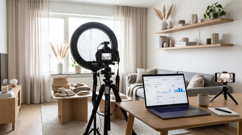 Modern home interior brand social media content creation set